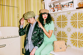Fabrikk Cork Baker Boy Hat | Green Python Faux Snake Skin | Vegan Leather