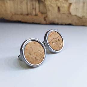 Fabrikk Cork Stud Earrings | Large | Natural Bark | Vegan Leather