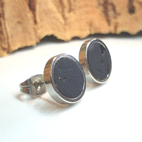 Fabrikk Cork Stud Earrings | Medium | Coal Black | Vegan Leather