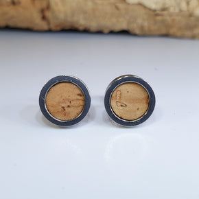 Fabrikk Cork Stud Earrings | Dwarf Size | Natural Bark | Vegan Leather