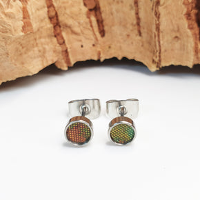 Fabrikk Cork Stud Earrings | Atom Size | Green Oilslick