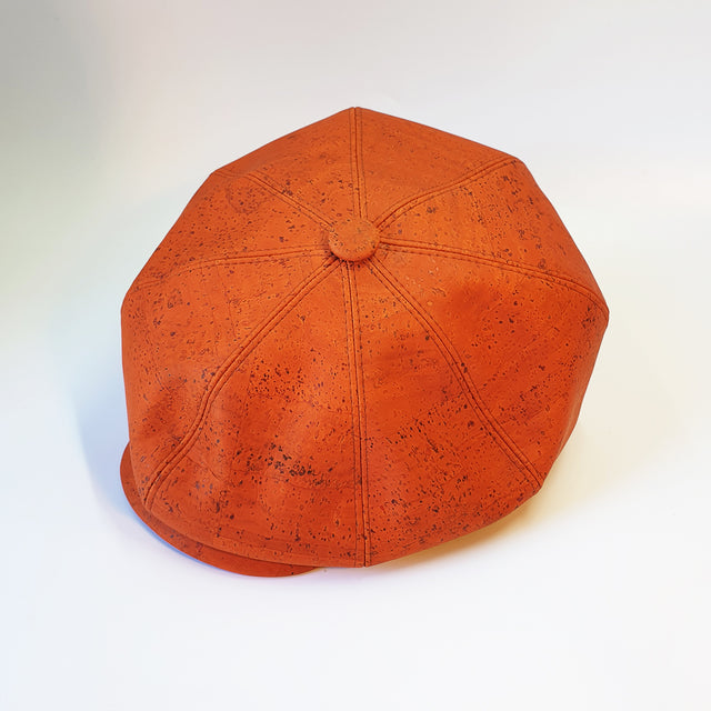Fabrikk Cork Baker Boy Hat | Orange | Vegan Leather