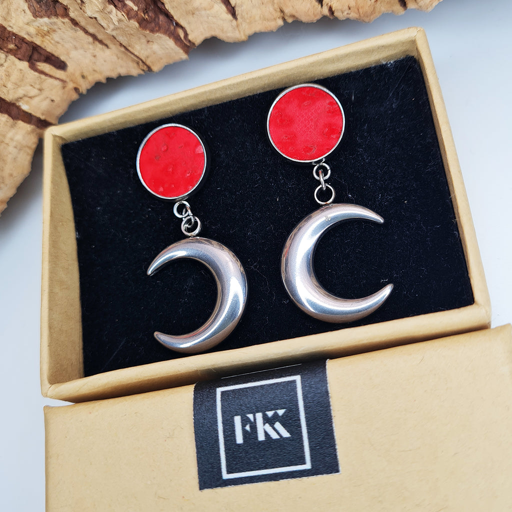 Fabrikk Many Moons Earrings | Red | Eco Cork