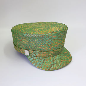 Fabrikik Cork Love Train Cap | Green Mock Python | Vegan Leather