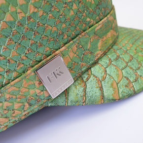 Fabrikik Cork Love Train Cap | Green Mock Python | Vegan Leather