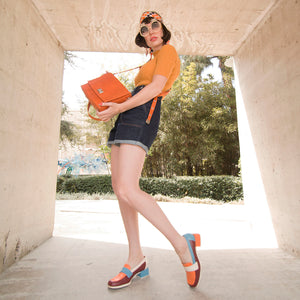 FABRIKK Vela LED Cork Handbag  | Orange | Vegan Leather