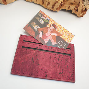 Eco Cork Card Slip | Burgundy Love | Vegan Leather