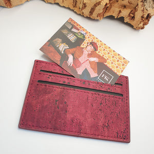 eco cork burgundy card holder eco cork