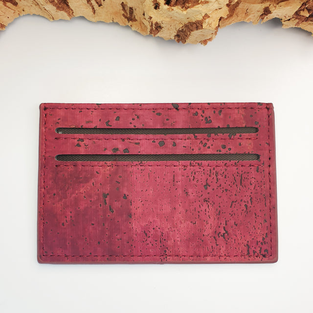 Eco Cork Card Slip | Burgundy Love | Vegan Leather