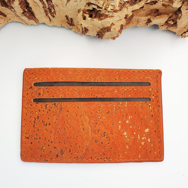 eco cork card slip orange wallet