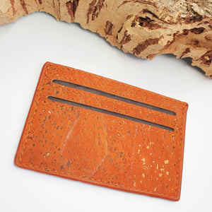 Eco Cork Card Slip | Orange | Vegan Leather