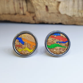 Fabrikk Cork Stud Earrings | Large | Multicoloured Fleck | Vegan Leather