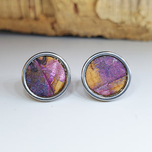 Fabrikk Cork Stud Earrings | Large | Cosmic Splash Purple | Vegan Leather