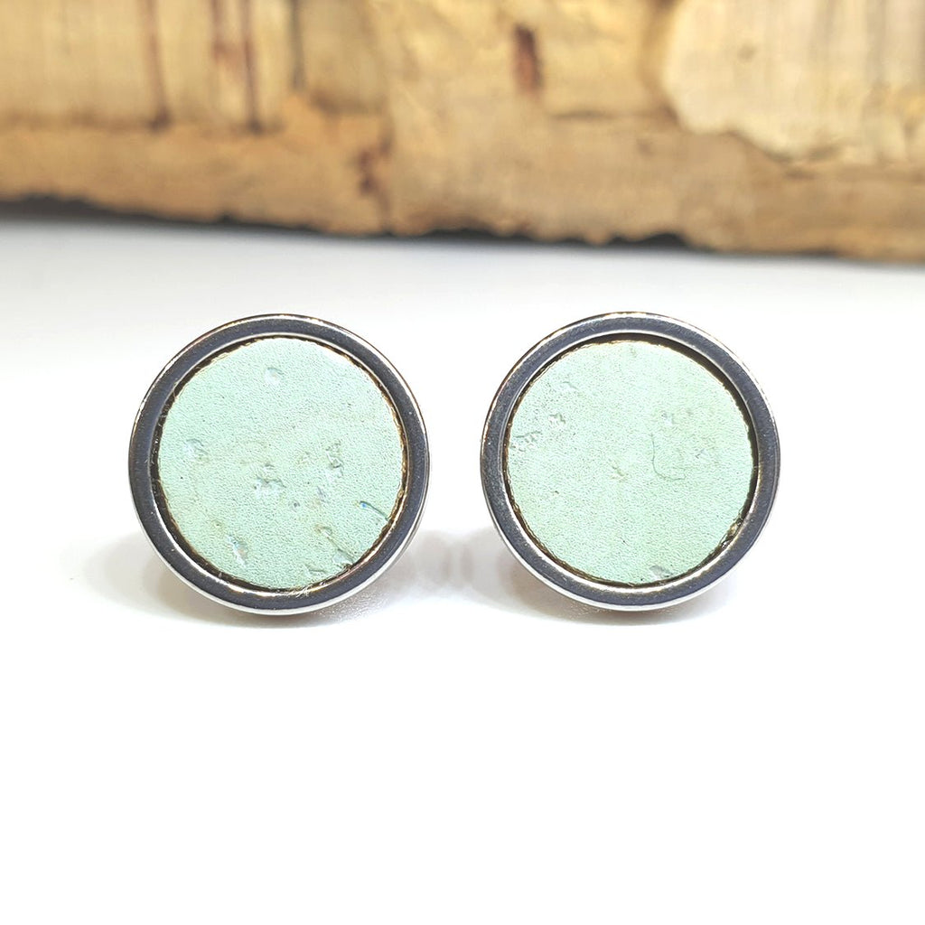 Fabrikk Cork Stud Earrings | Large | Mint Green | Vegan Leather