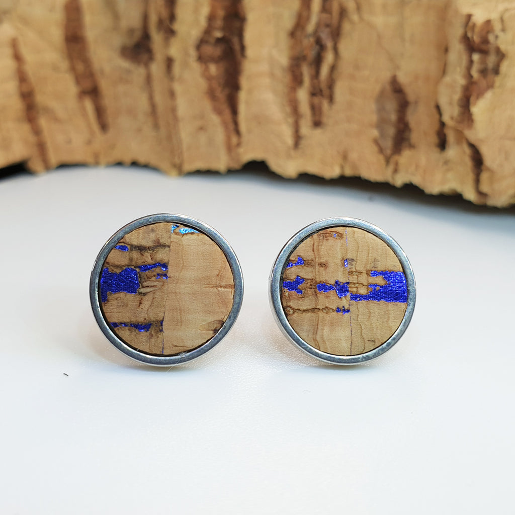 Fabrikk Cork Stud Earrings | Giant | Natural Metallic Fleck | Vegan Leather