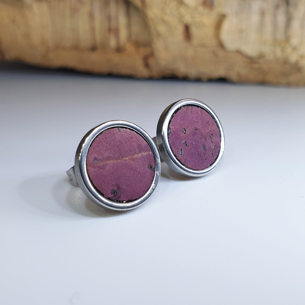 Fabrikk Cork Stud Earrings | Large | Purple Music | Vegan Leather
