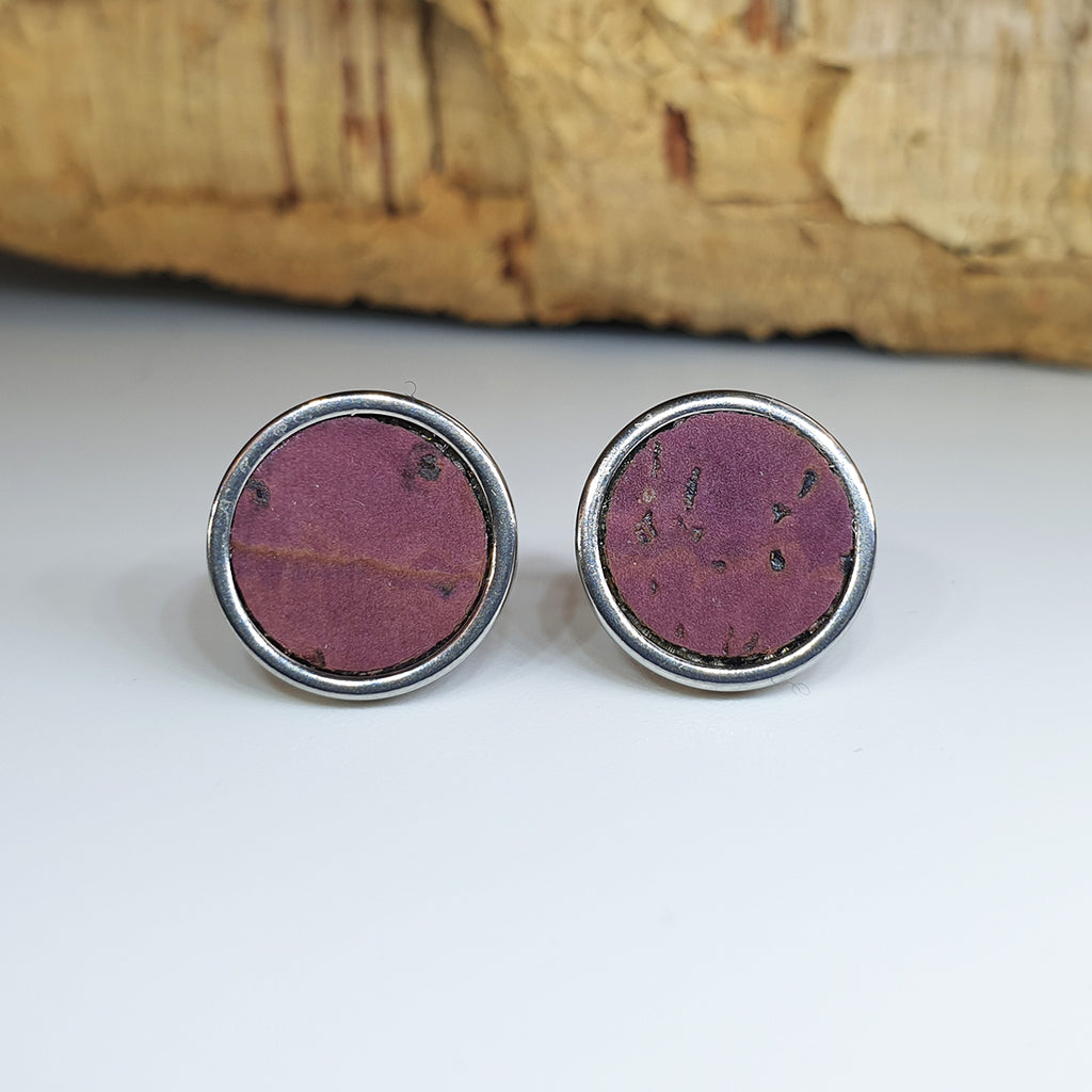 Fabrikk Cork Stud Earrings | Large | Purple Music | Vegan Leather
