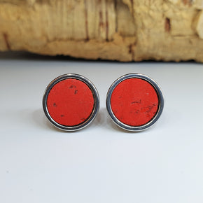 Fabrikk Cork Stud Earrings | Large | Red | Vegan Leather