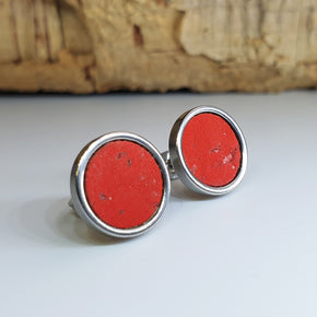 Fabrikk Cork Stud Earrings | Large | Red | Vegan Leather