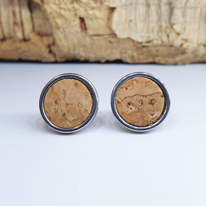 Fabrikk Cork Stud Earrings | Large | Natural Bark | Vegan Leather