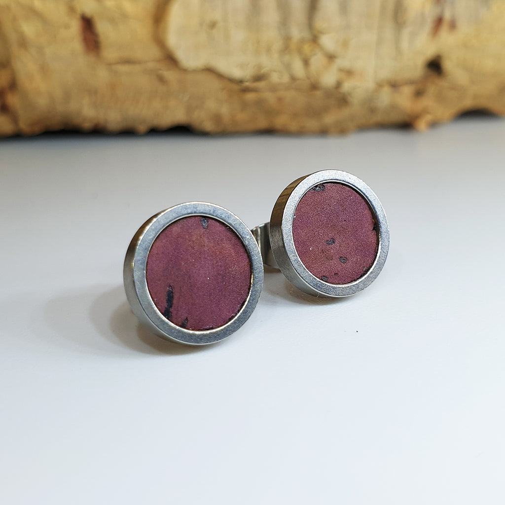 Fabrikk Cork Stud Earrings | Medium | purple Music | Vegan Leather