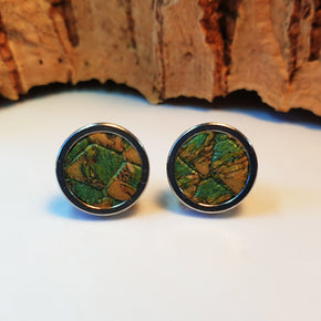 Fabrikk Cork Stud Earrings | Medium | Green Python Skin | Vegan Leather