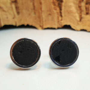 Fabrikk Cork Stud Earrings | Medium | Coal Black | Vegan Leather