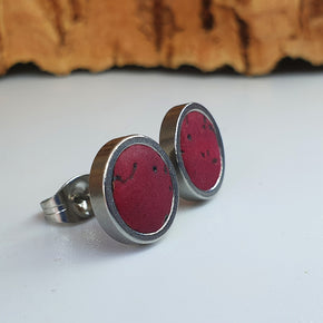 Fabrikk Cork Stud Earrings | Medium | Burgundy Love | Vegan Leather