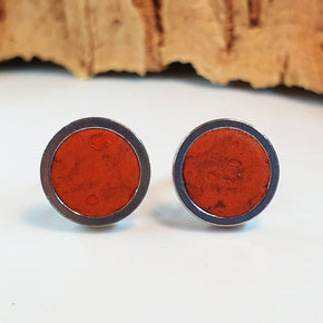 Fabrikk Cork Stud Earrings | Medium | Orange | Vegan Leather
