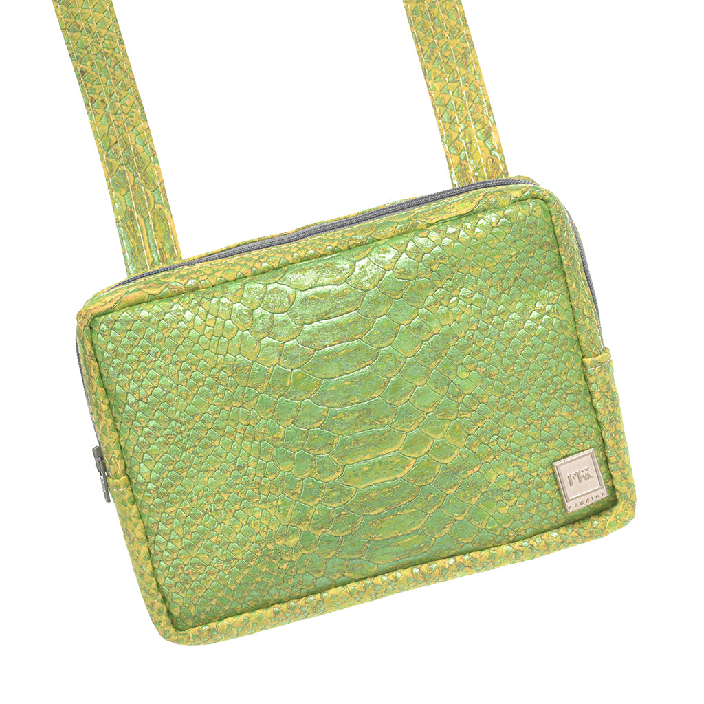 Theta | Green Snakeskin Vegan Leather 'Cork' Cross Body Mini Bag - Fabrikk
