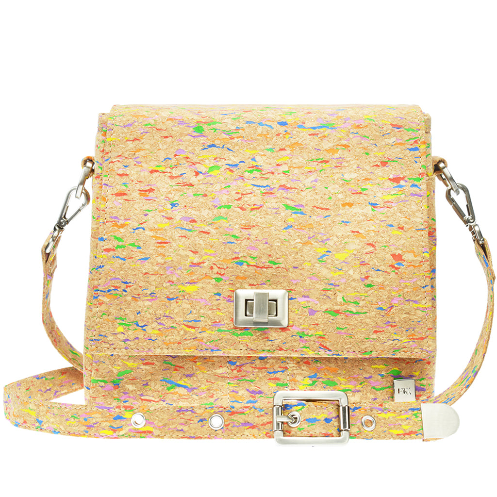 Vela | Multicoloured Fleck Vegan Leather Cork LED Handbag