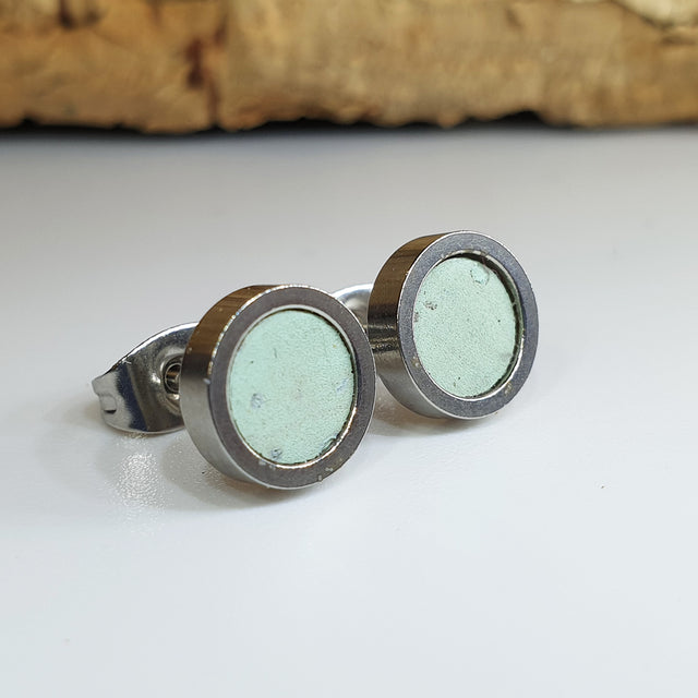 Fabrikk Cork Stud Earrings | Dwarf Size | Mint Green | Vegan Leather