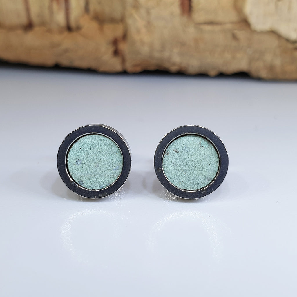 Fabrikk Cork Stud Earrings | Dwarf Size | Mint Green | Vegan Leather