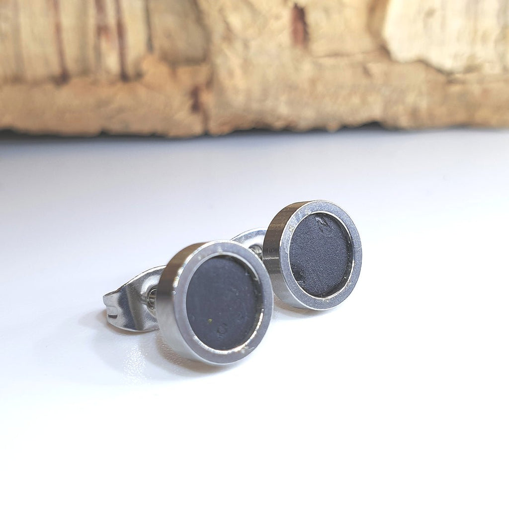 Fabrikk Cork Stud Earrings | Dwarf Size | Coal Black | Vegan Leather