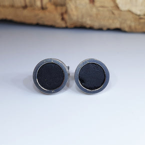 Fabrikk Cork Stud Earrings | Dwarf Size | Coal Black | Vegan Leather