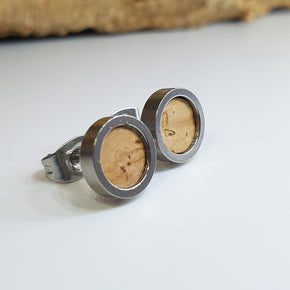 Fabrikk Cork Stud Earrings | Dwarf Size | Natural Bark | Vegan Leather