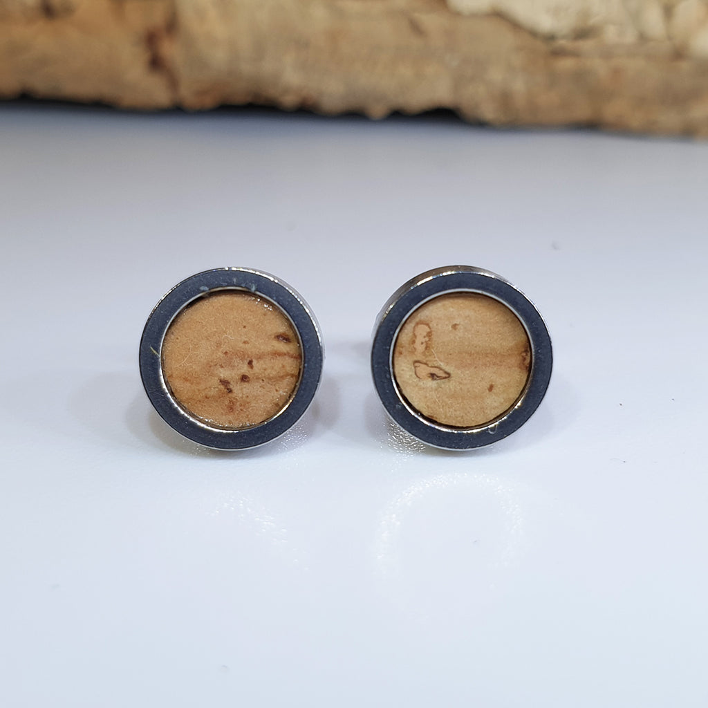 Fabrikk Cork Stud Earrings | Dwarf Size | Natural Bark | Vegan Leather