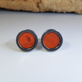 Fabrikk Cork Stud Earrings | Dwarf Size | Orange | Vegan Leather