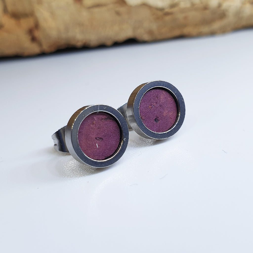 Fabrikk Cork Stud Earrings | Dwarf Size | Purple Music | Vegan Leather