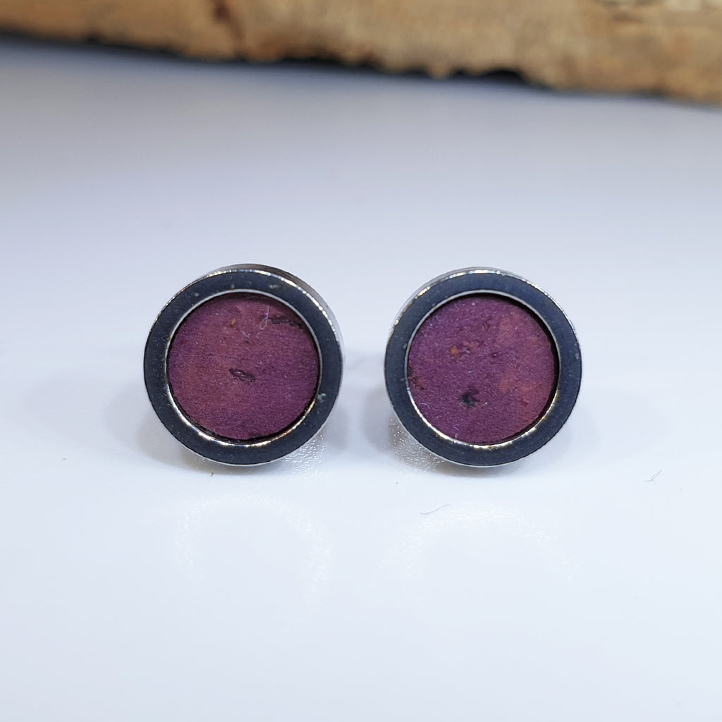 Fabrikk Cork Stud Earrings | Dwarf Size | Purple Music | Vegan Leather