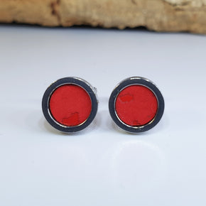 Fabrikk Cork Stud Earrings | Dwarf Size | Red | Vegan Leather