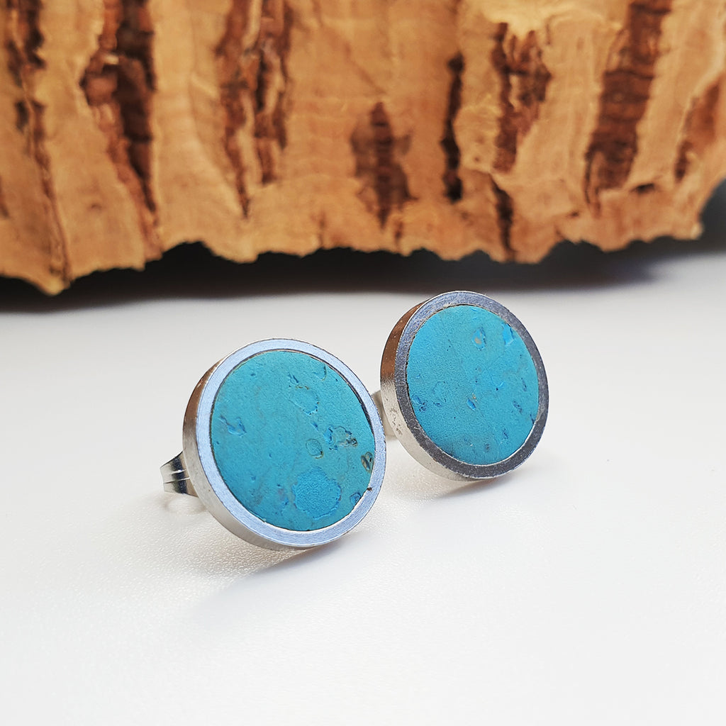 Fabrikk Cork Stud Earrings | Giant | Bahama Blue | Vegan Leather