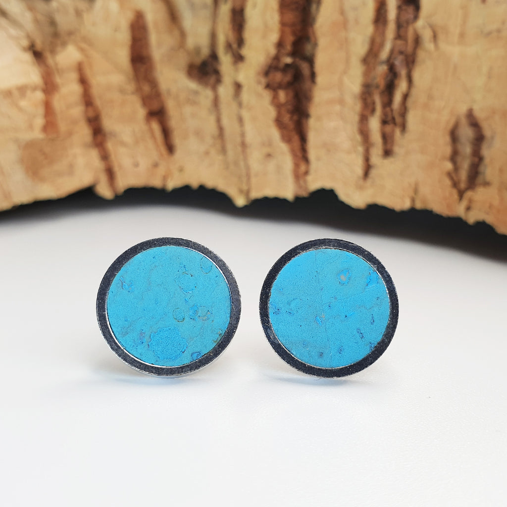 Fabrikk Cork Stud Earrings | Giant | Bahama Blue | Vegan Leather