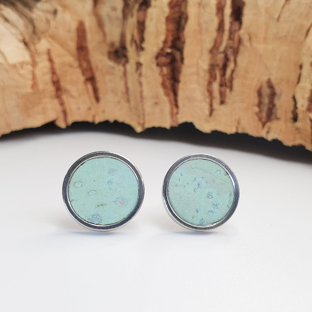 Fabrikk Cork Stud Earrings | Giant | Mint Green | Vegan Leather