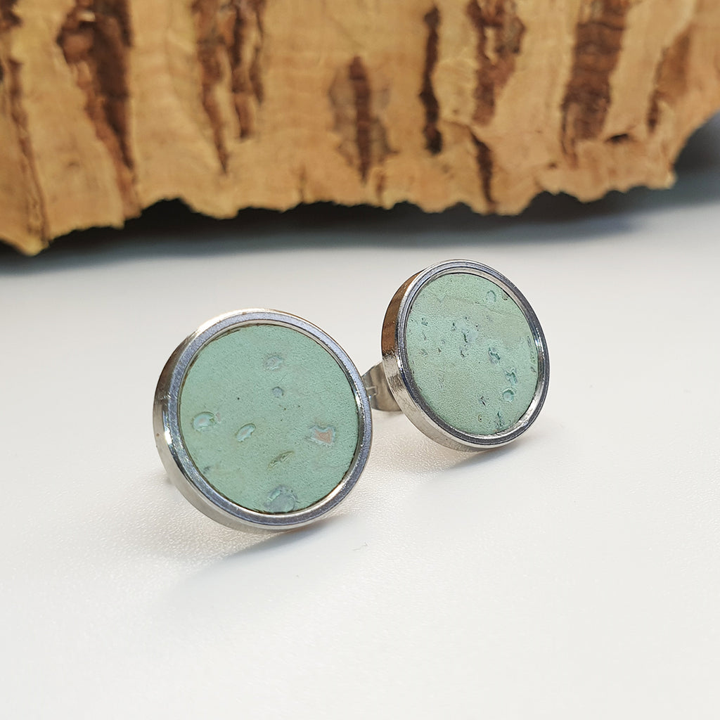 Fabrikk Cork Stud Earrings | Giant | Mint Green | Vegan Leather