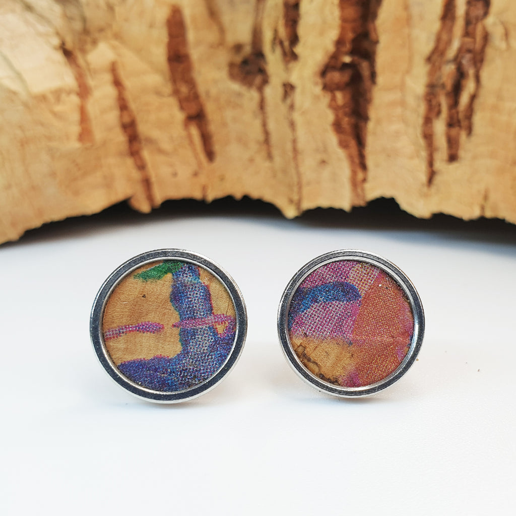 Fabrikk Cork Stud Earrings | Giant | Cosmic Splash | Vegan Leather