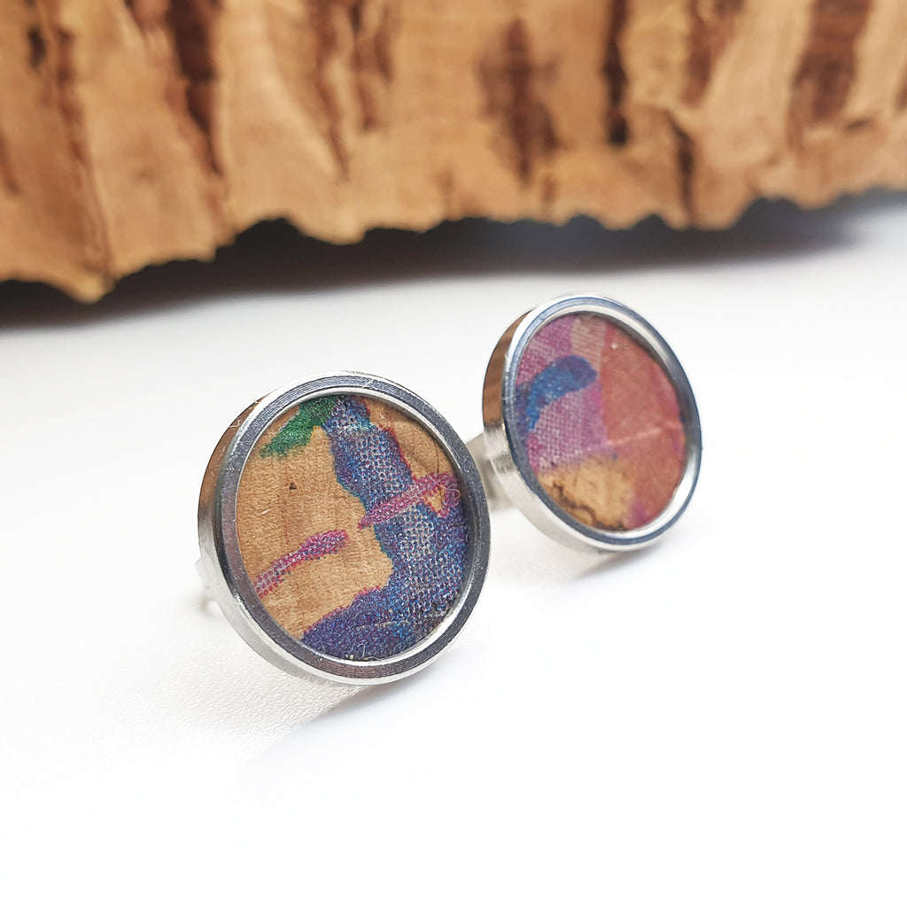 Fabrikk Cork Stud Earrings | Giant | Cosmic Splash | Vegan Leather