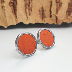 Fabrikk Cork Stud Earrings | Giant | Orange | Vegan Leather