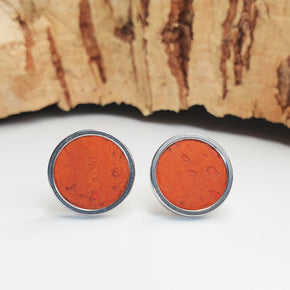 Fabrikk Cork Stud Earrings | Giant | Orange | Vegan Leather