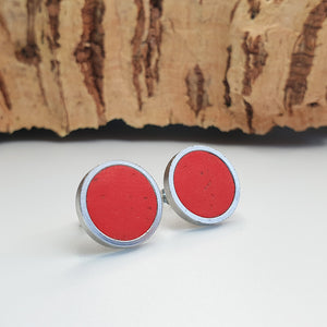 Fabrikk Cork Stud Earrings | Giant | Red | Vegan Leather